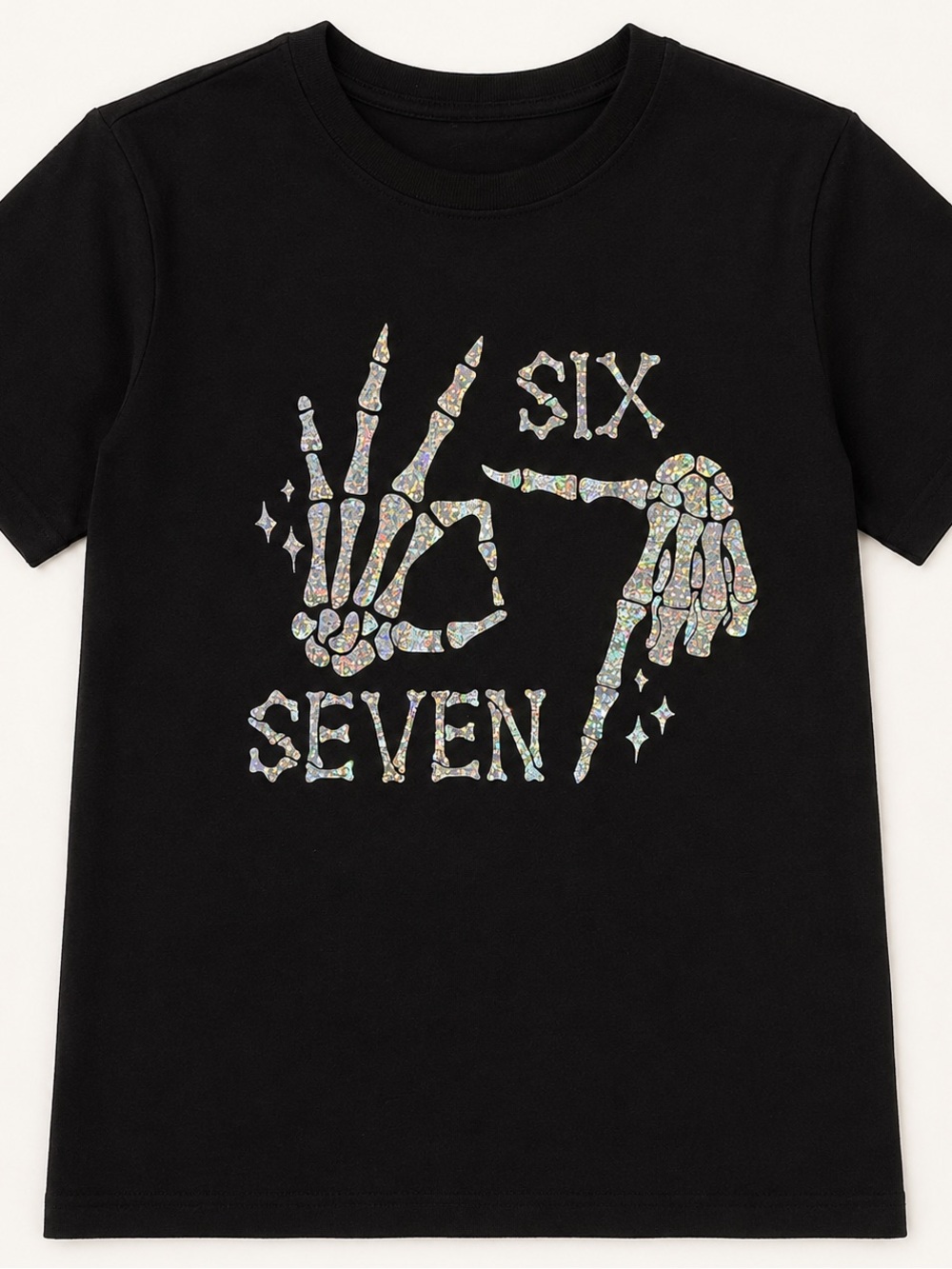 Wonder Nation Kids Size 8 Six Seven 67 Holographic Skeleton Hands Tee
